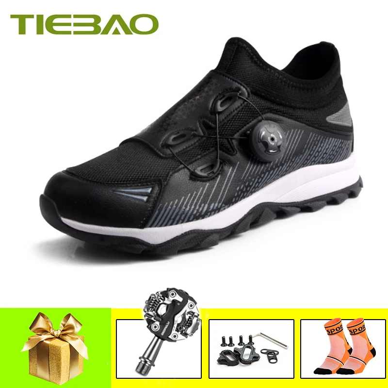 Tiebao Leisure Mountain Bike Sneakers For Men Breathable Cycling Hiking Shoes Self-Locking Spd Pedals Riding Bicycle Footwear