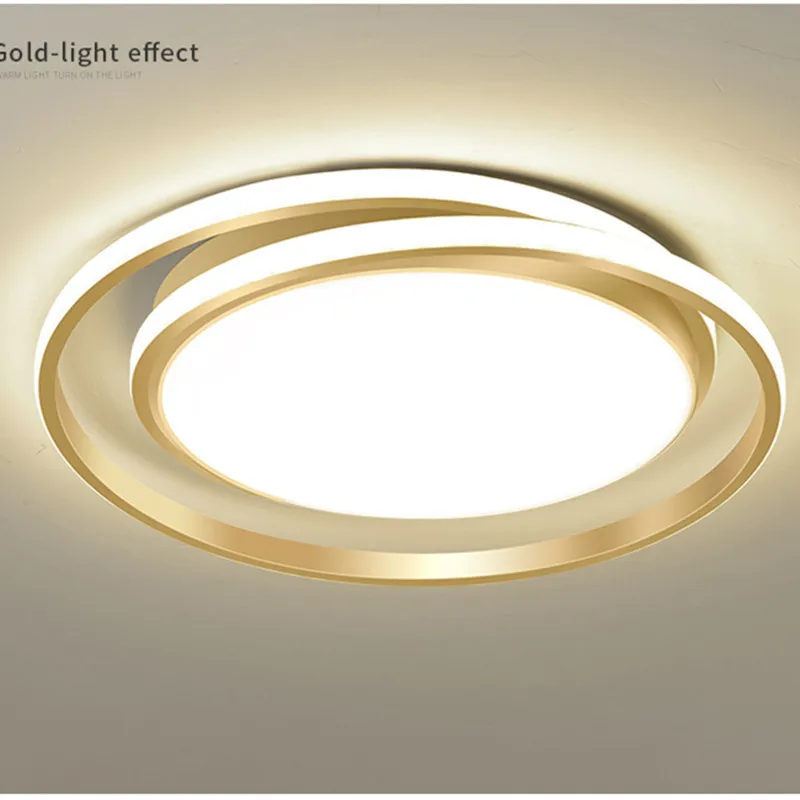 New Modern Style LED Ceiling Lamp Remote Control Chandelier For Bedroom Living Room Kitchen Study Gold Round Simple Design Light
