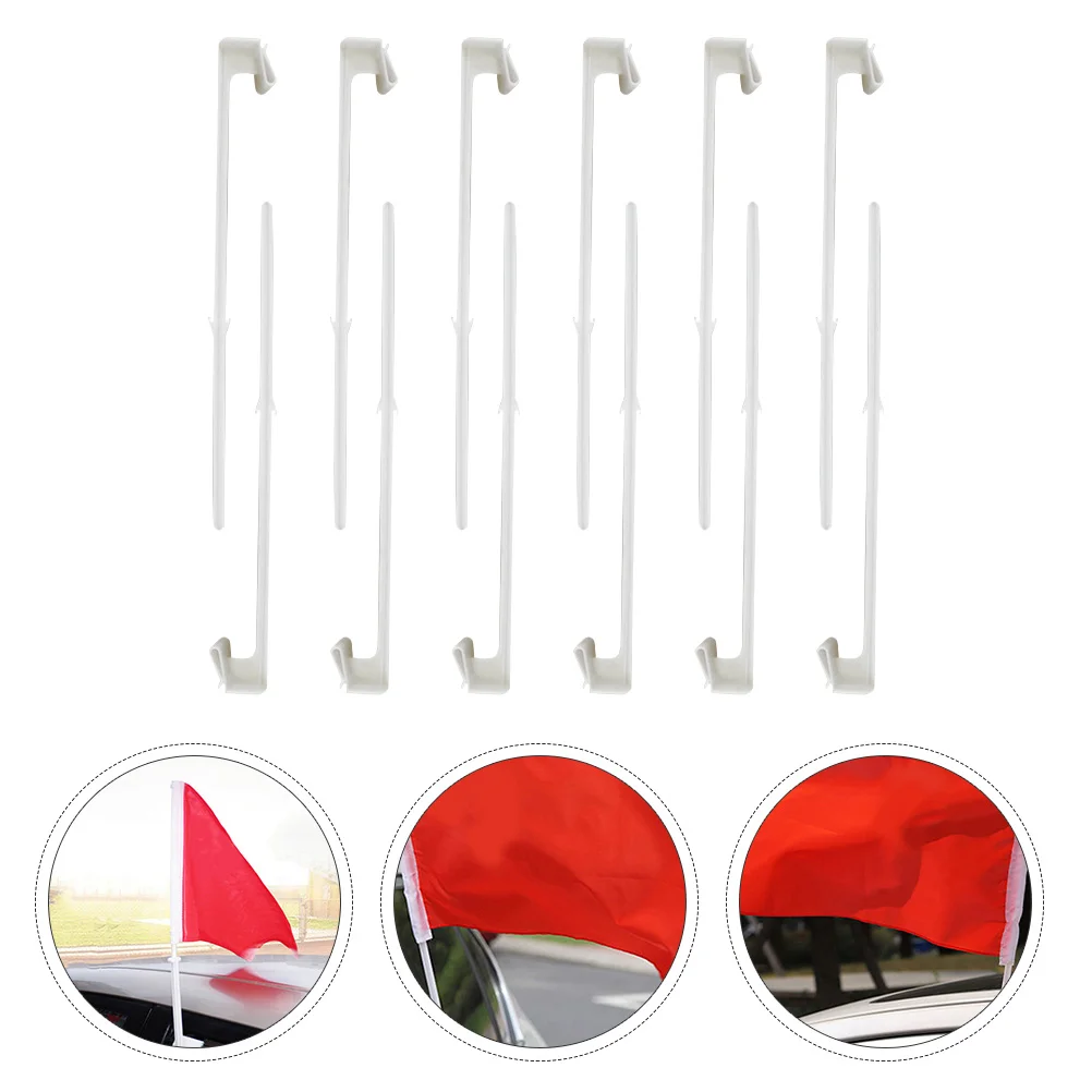 

12 Pcs Flagpole Stand Poles Window Clip for Car Holiday Decor Mini Festival Holder Frames Table Top Bracket