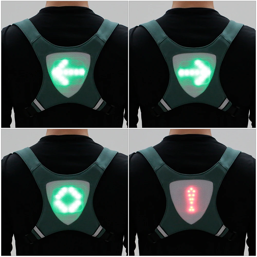 LED Wireless cycling vest Bicycle Reflective Warning Vests with LED Turn Signal Light Remote Control Safety Bag MTB Bike Bag