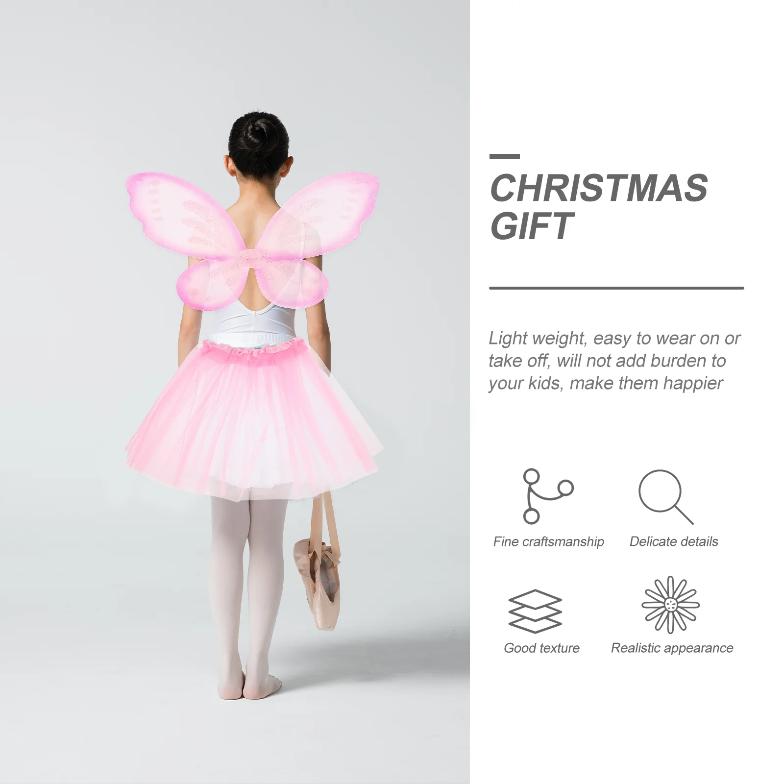 2 шт. розовое платье с крыльями бабочки и для девочек подвижное детское