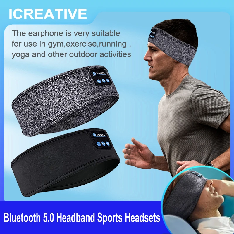 

ICREATIVE Wireless BT Music Headband Running Sport Elastic Sweatband Headbands Sleeping Headwear Headphone Speaker Headset