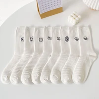 white cartoon socks female japan fashion summer thin embroidery long socks jk korean style cute women pop socket funny socks