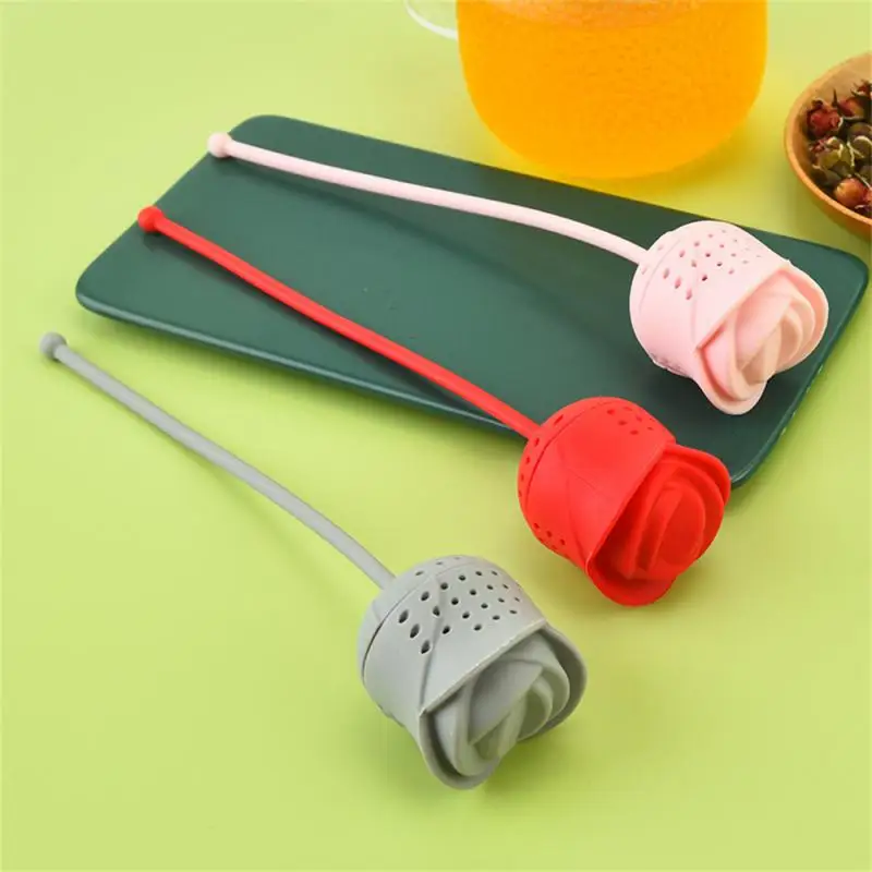 

New Creative Strainer Multi-color Optional Food-grade Silica Gel Tea Bag Rose Shape Design Tea Filter Silicone Tea Bag