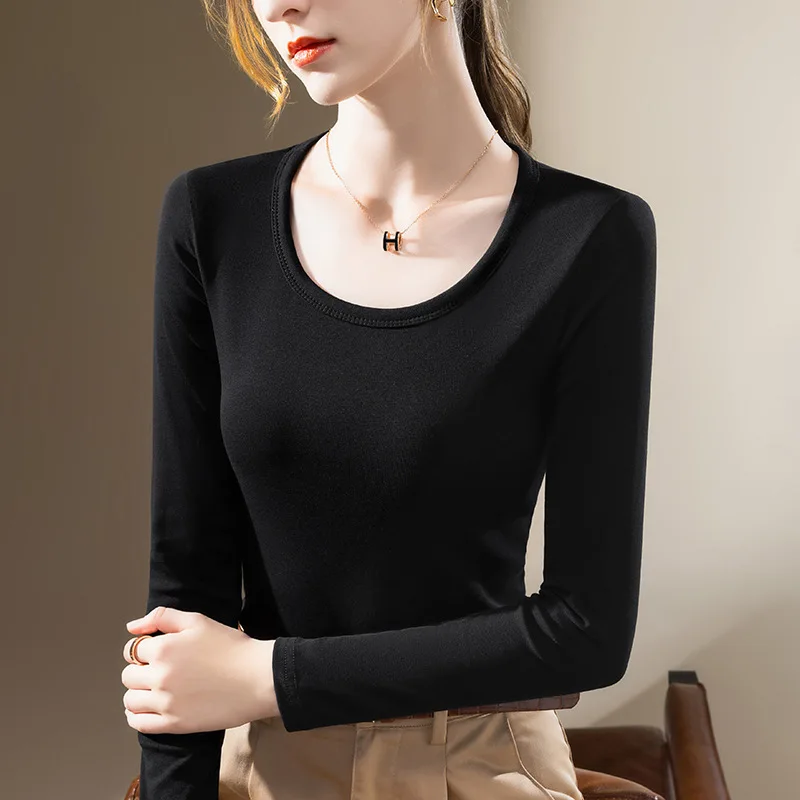 

High Quality 2023 Women T-shirt Screw Thread Elastic Force Autumn Winter Sexy Crop Top Clothes Casual Blouses Grace Meeting Y2K