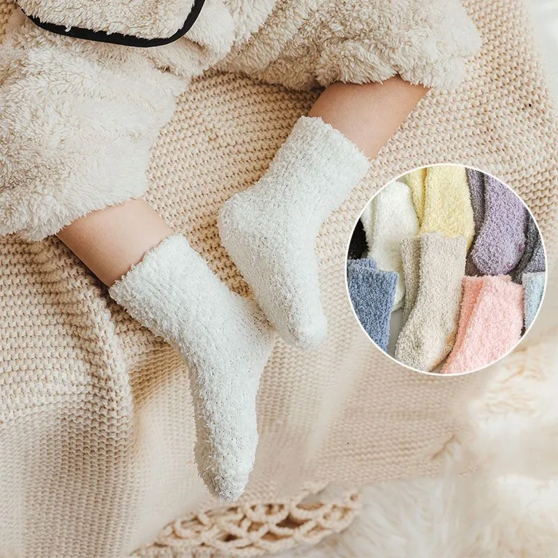2Pairs Baby Winter Thickened Socks Coral Velvet Cotton Children Anti-slip Floor Socks Baby PrewalkerToddler Socks 0-5T