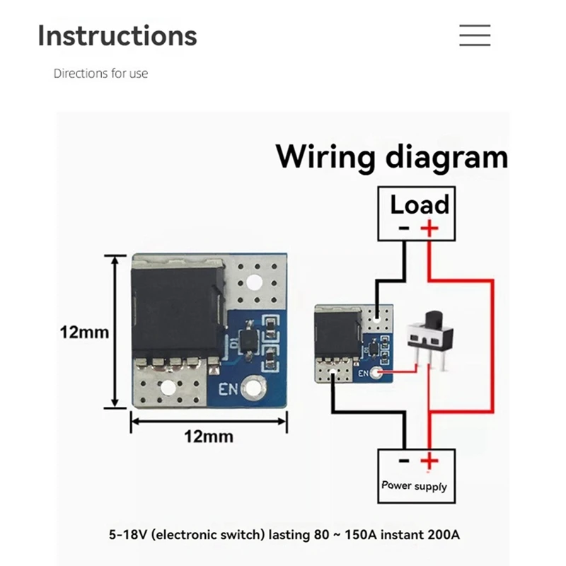5-18V Mini High Power MOS Trigger Switch Drive Module 200A Max FET PWM Regulated Electronic Control Board
