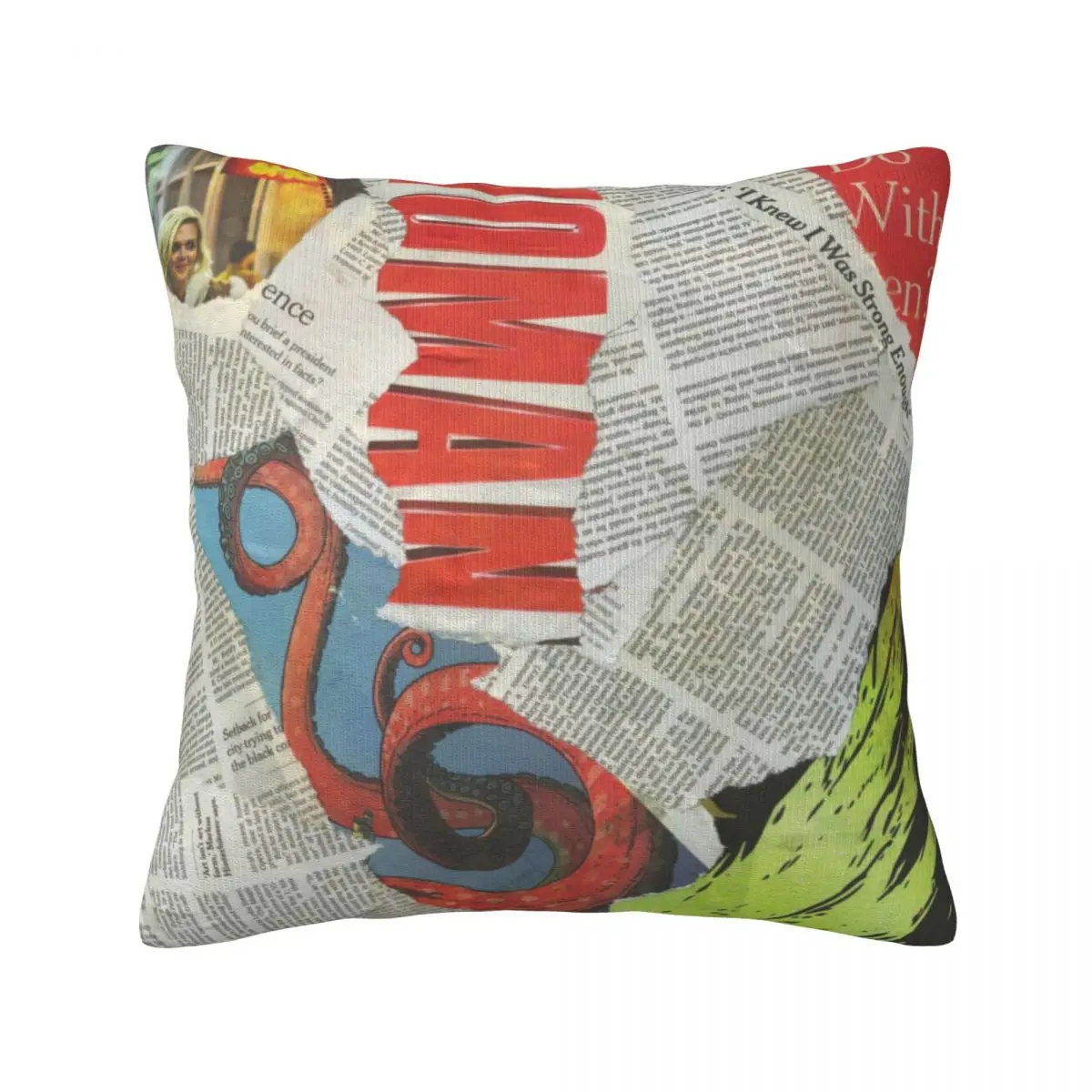 

Statement Newspaper Collage Pillow Case Vintage Letter Print Summer Soft Pillowcase Polyester Cushion Zipper Cover