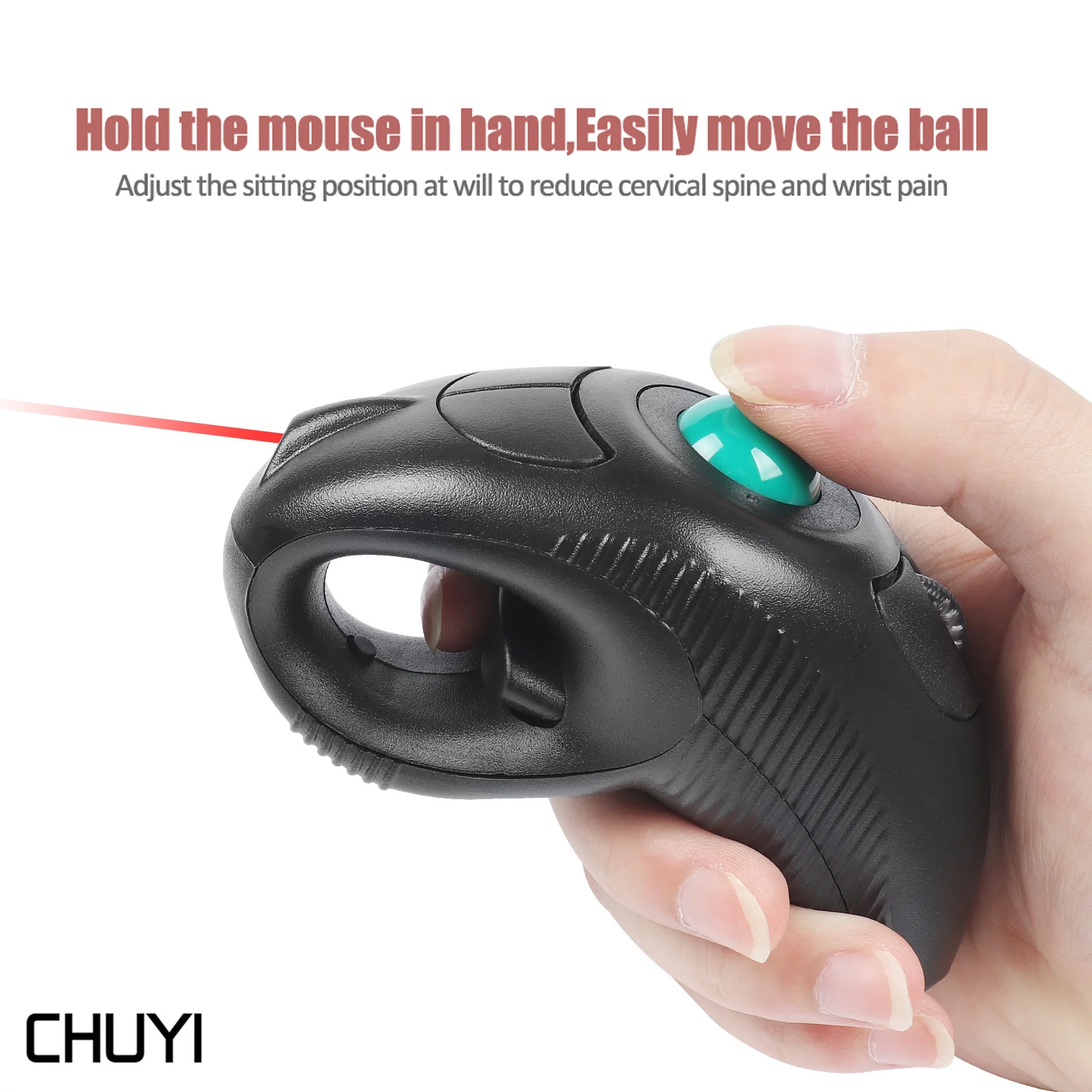 

CHUYI Wireless Trackball Mouse Vertical 2.4GHz Digital Thumb-Controlled Mause 10M Handheld 1600 DPI Track Ball Optical Mice