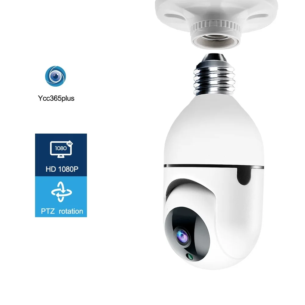 

2022 1080P E27 лампочка Wifi камера с PTZ HD инфракрасное ночное видение двусторонний разговор радионяня Авто отслеживание Ycc365plus дом