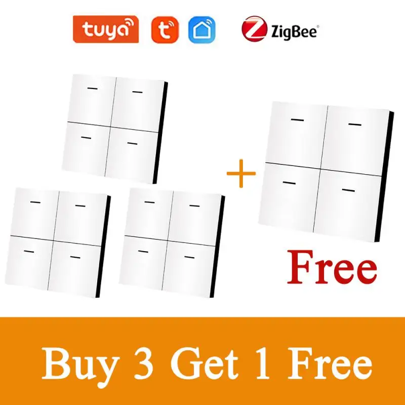 

Tuya Zigbee Smart Scene Switch 4 Gang 12 Scene Switch Push Button Controller Home Automation Scenario Switch Support Smart Life