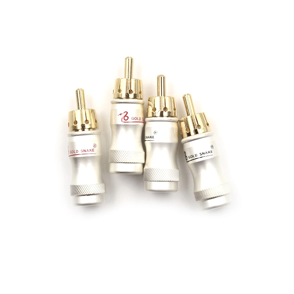 

4pcs DIY Gold Snake RCA Plug HIFI Goldplated Audio Cable RCA Male Audio Video Connector Gold Adapter For Cable