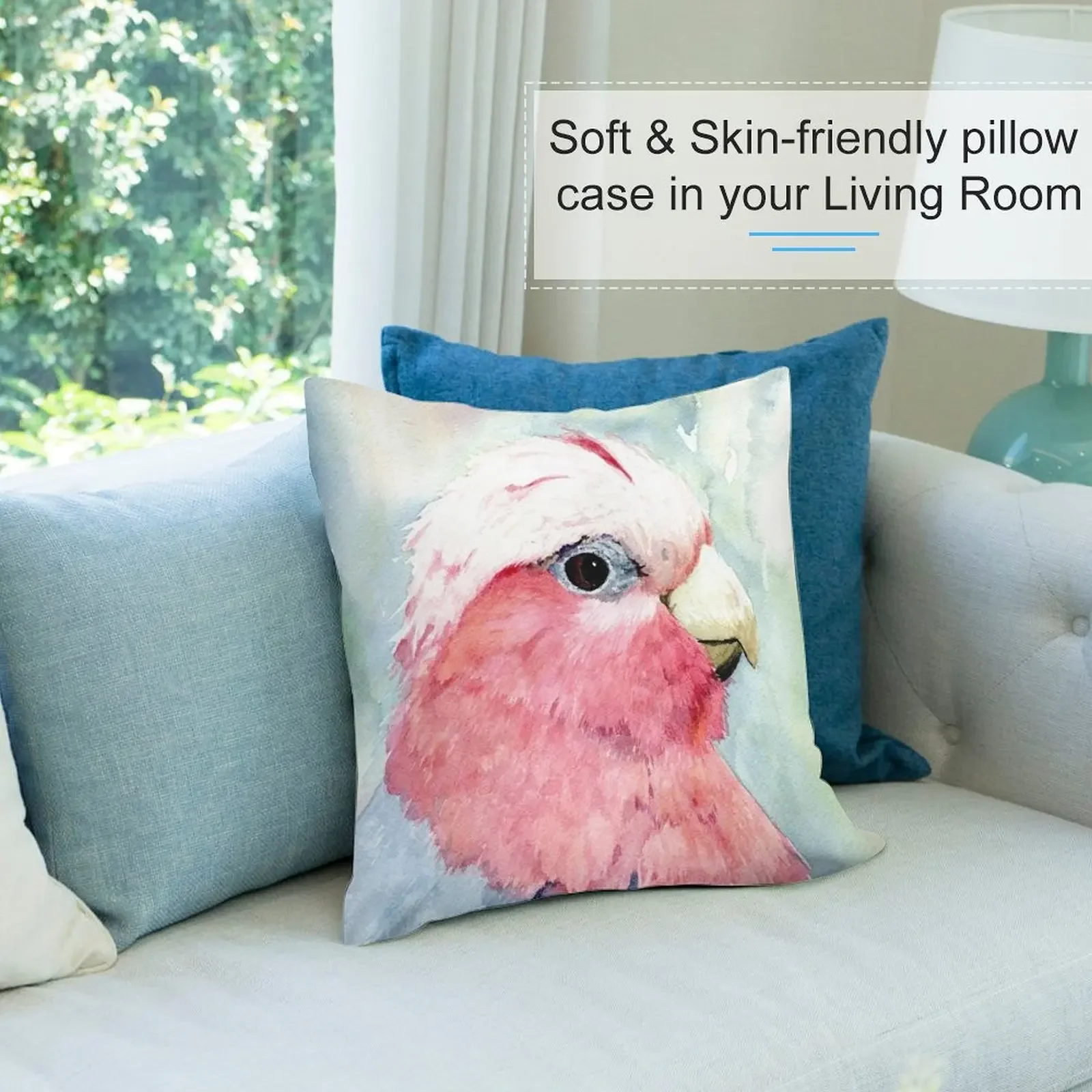 Декоративная подушка с изображением австралийского гала cockatoo