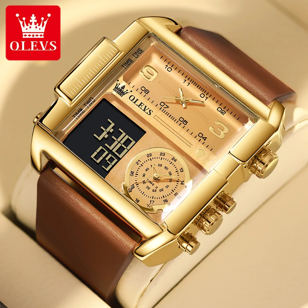 Genuine OLEVS New In Big Dial Personality Men's Watch Quartz Digital Waterproof Watches for Men Fashion Sports Wristwatch Clock