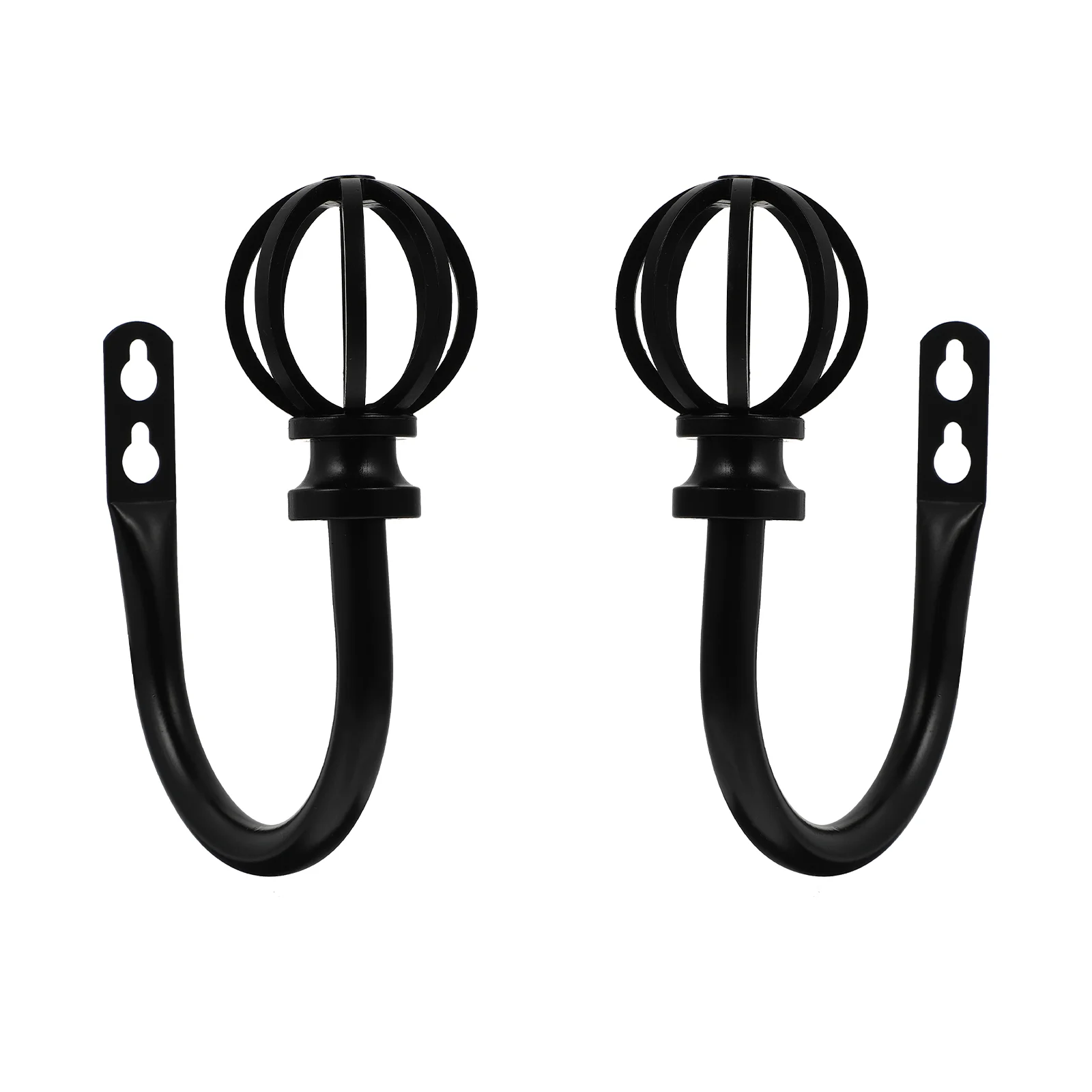 

2 Pcs Curtain Hook Buckles Tiebacks Iron Hooks Black Window Shades Vintage Holders Towel