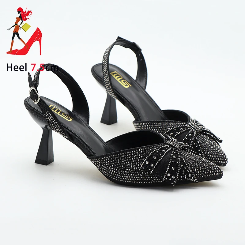 Сандалии с блестящими стразами и бантом летние женские вечерние модельные туфли