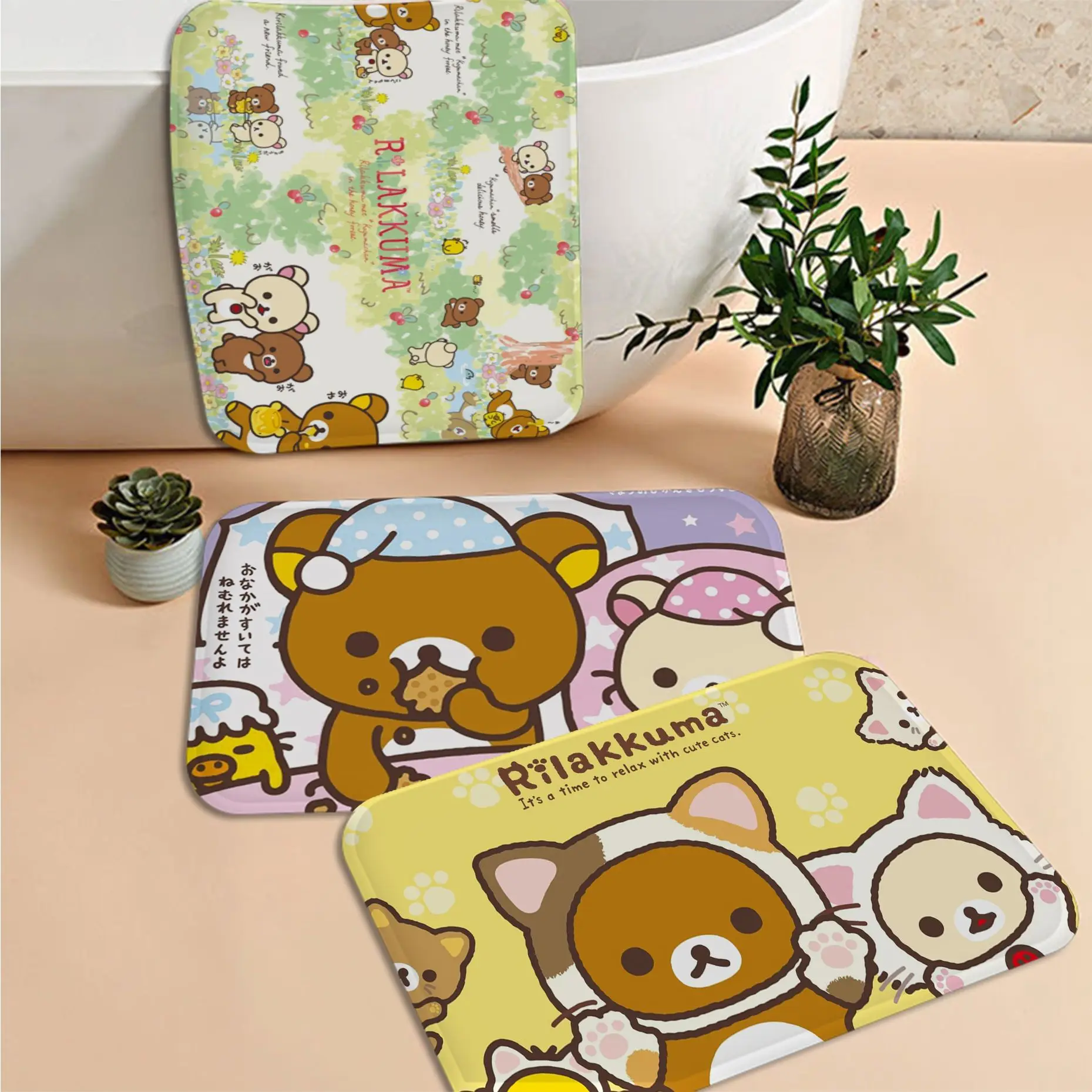 

R-Rilakkuma Hallway Carpet Kids Room Bedroom Decoration Balcony Anti-Slip Doormat Living Room Welcome Rug