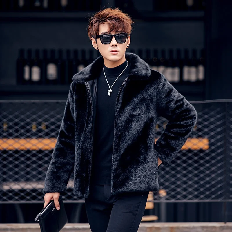 Верхняя одежда из меха норки мужская осенне-зимняя шуба искусственного с