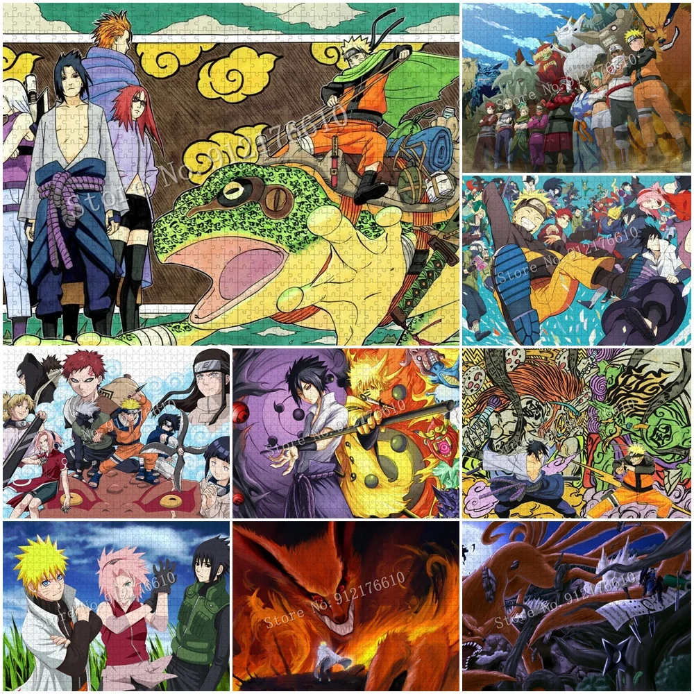 

Naruto Anime 300/500/1000 Pieces Jigsaw Puzzles Bandai Japanese Cartoon Decompress Educational Paper Puzzle Kids Adult Game Toys