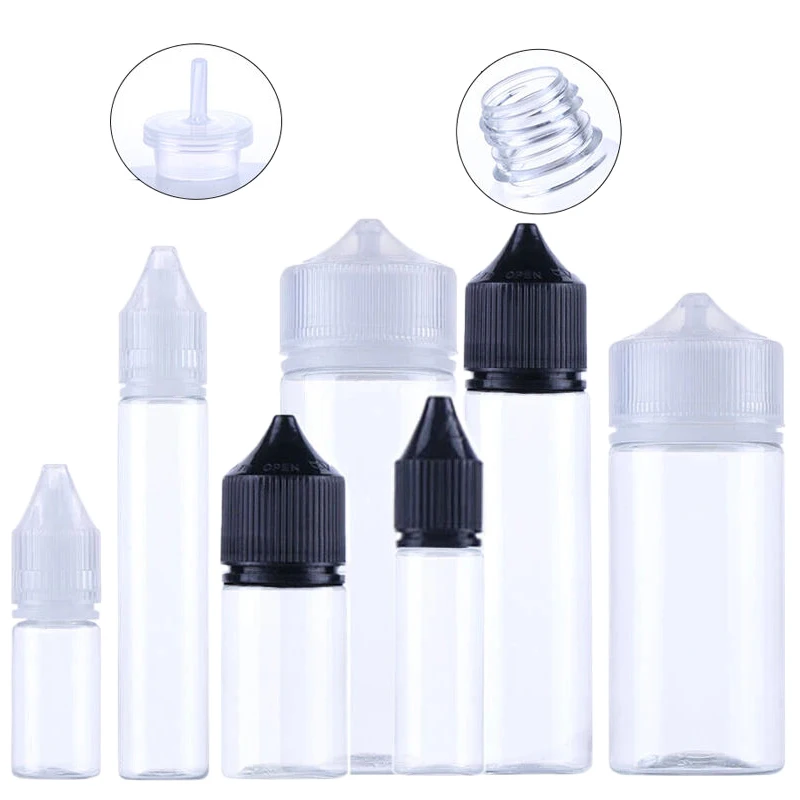 

10Pcs 10/15/30/60/100/120ml Plastic Dropper Bottle Clear Eye PET Empty Containers For E Juice Liquid Vape Oil W/ Childproof Cap