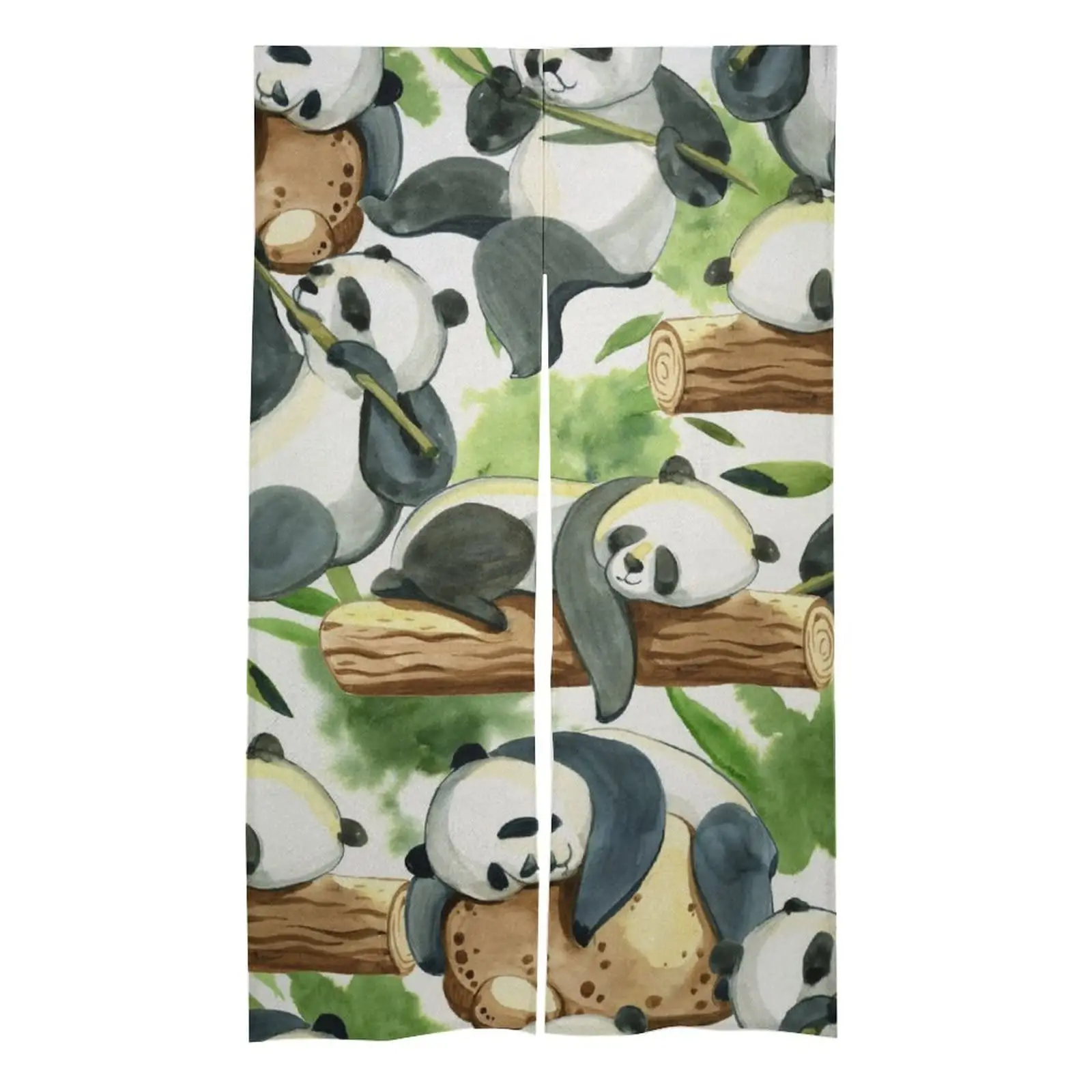 Животные панда Акварельная дверная занавеска для чулана в японском стиле