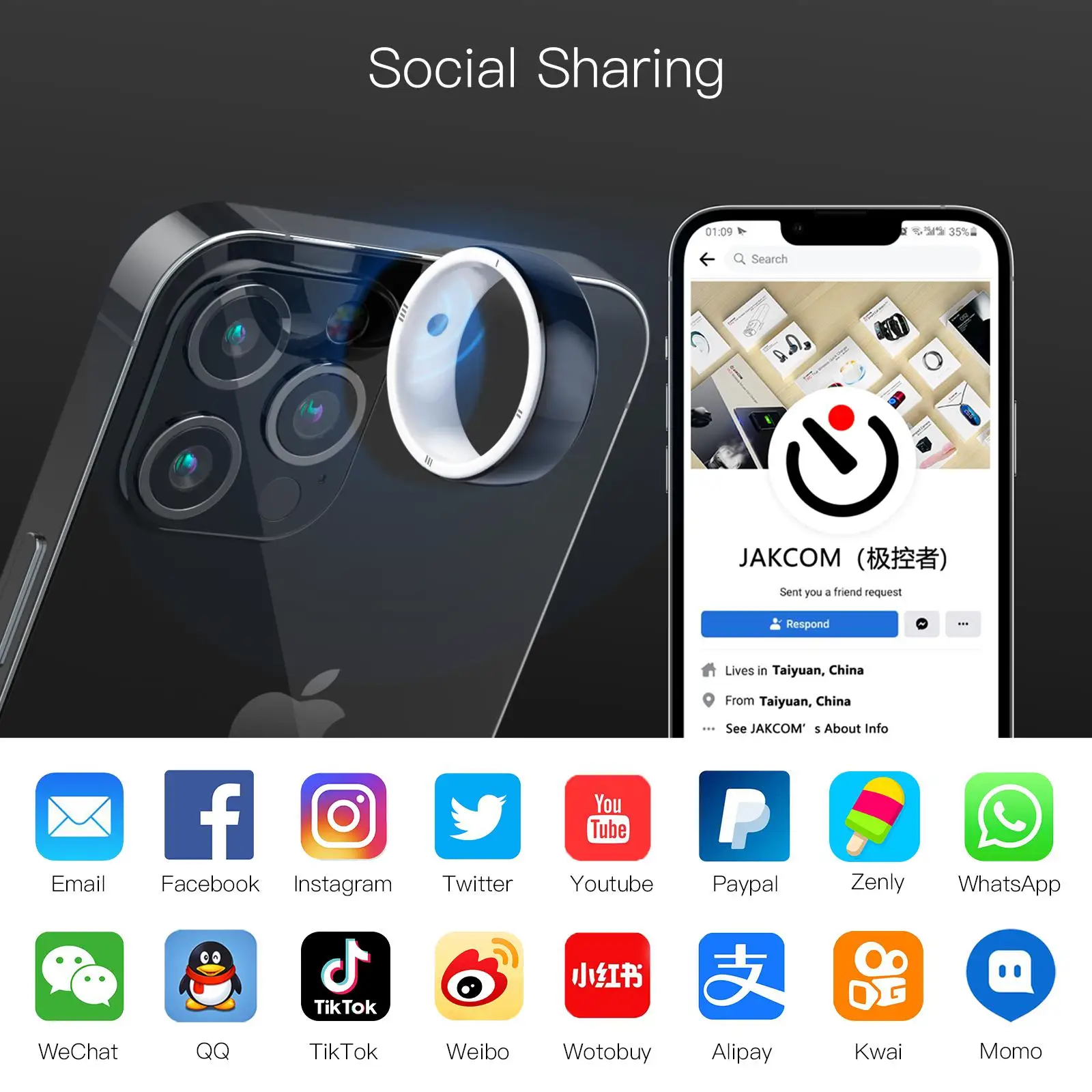 Умное кольцо JAKCOM R5 новый продукт как браслет 6 nfc adyce Официальный магазин ТВ android edge