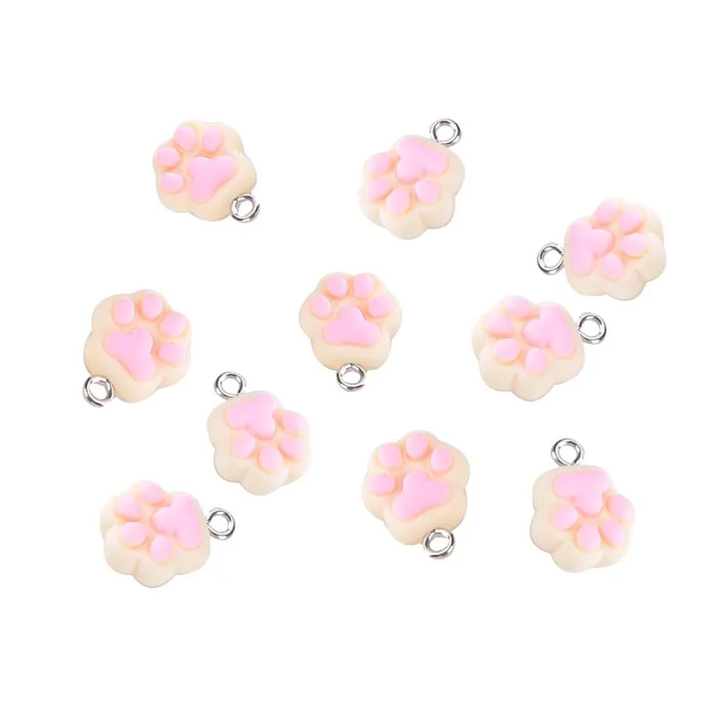 

10Pcs Cute Pink Cat Resin Charms DIY Cartoon Animal Earring Pet Choker Pendants Jewelry Accessory Make