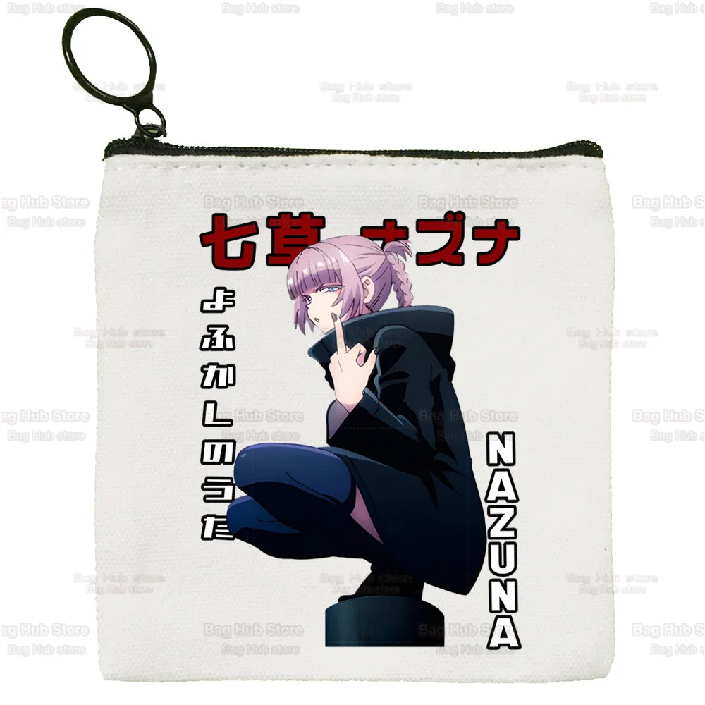 Call of the Night Nanakusa Nazuna Canvas Yofukashi No Uta Manga Coin Purse Canvas Bag Small Square Key Bag Storage Bag Card Bag