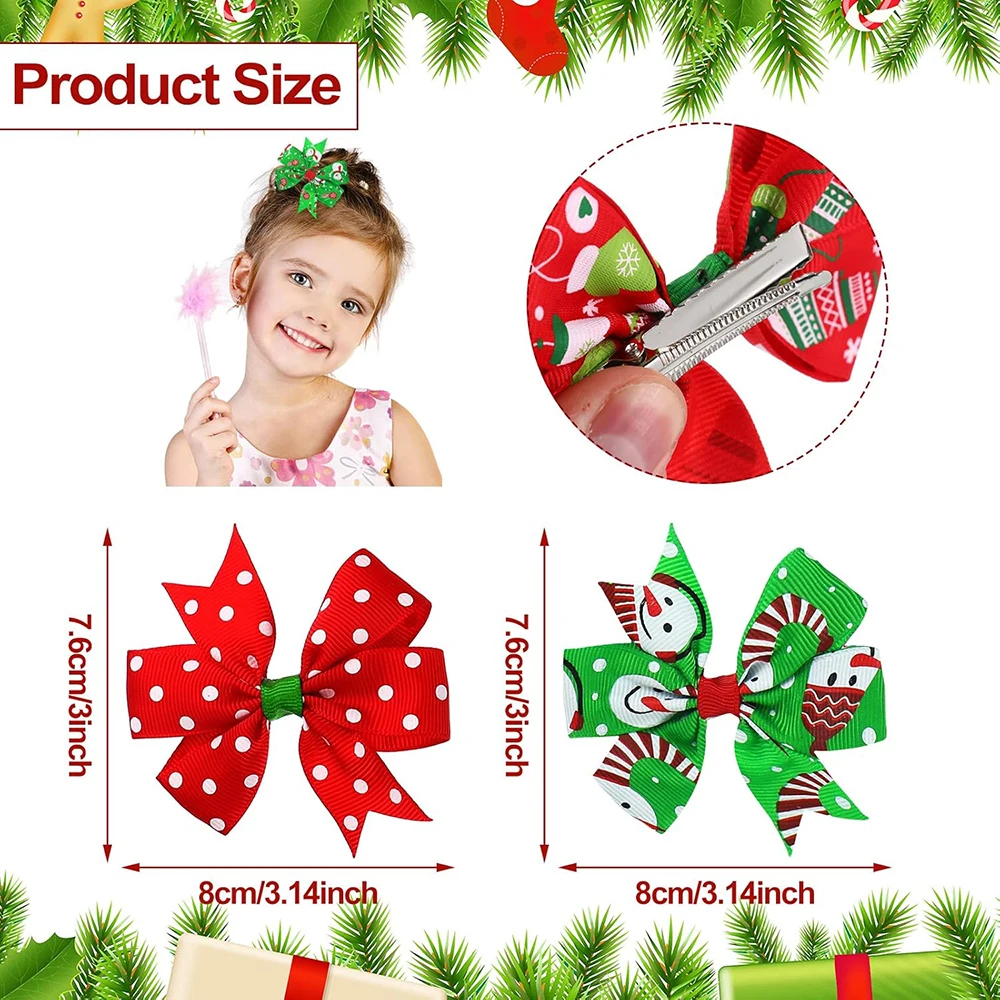 2 шт. рождественские банты для волос заколки девочек аксессуары красочные