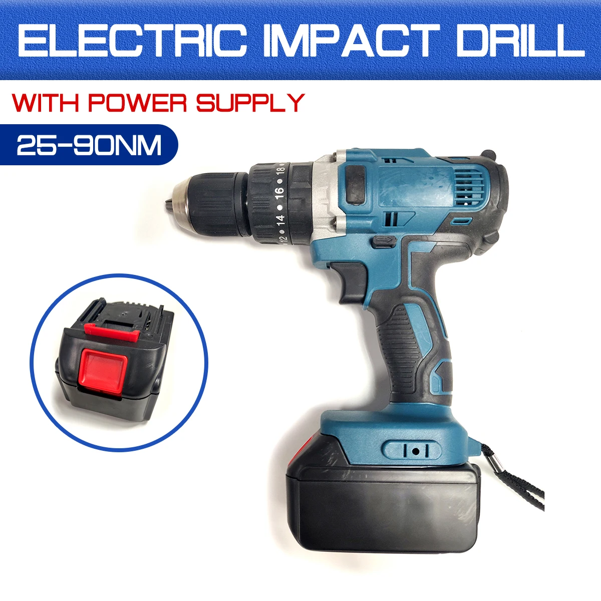 

18V 13mm Electric Cordless Impact Drill 3 In 1 2-Speed Rechargable Electric Screwdriver Drill Li-Ion Battery For Makita Battery