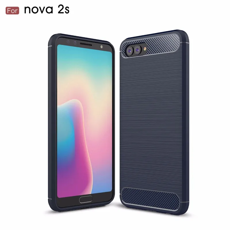 

Shockproof Silicone Case for Nova 2s Huawei Flexible TPU Rubber Phone Cover for Huawey nova2s Carbon Fiber Cases Coque Fundas