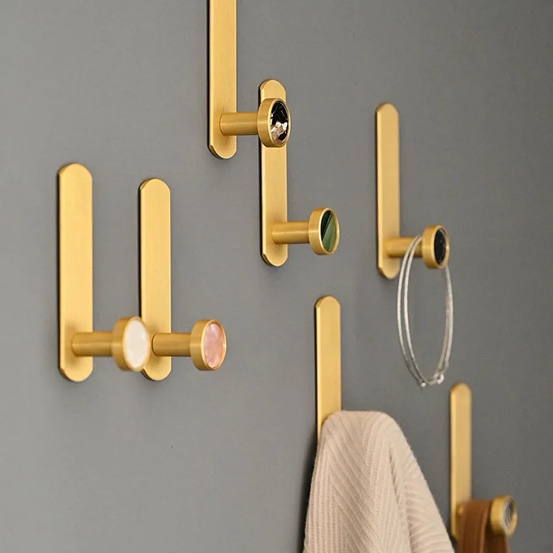 Brushed Gold Coat Hook Wall Decor Shelf Bathroom Storage Coat Hooks Key Holders Clothing Rack Room Organizers Storage Hanger