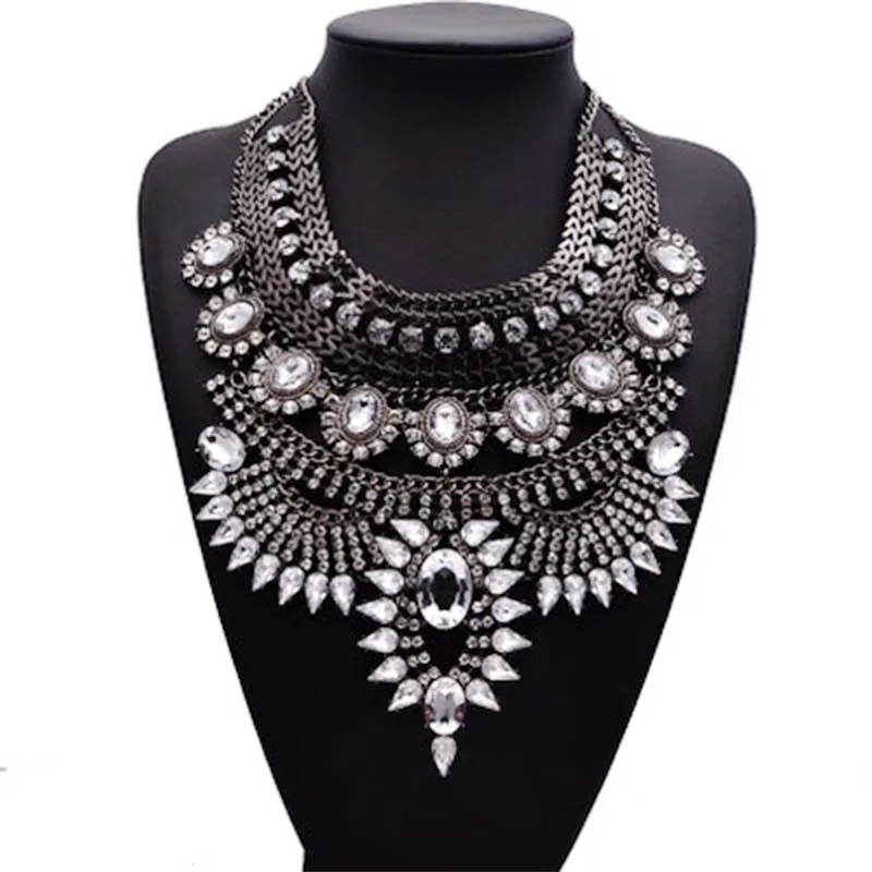 

Luxury Exaggerated Crystal Full Rhinestone Necklace For Bridal Wedding Beads Jewelry