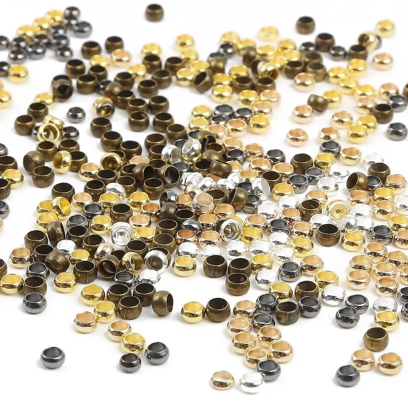 

100-500pcs/lot Gold Copper Ball Crimp End Beads Dia 1.5-4mm Positioning Beads Spacer Beads for DIY Jewelry Making Findings