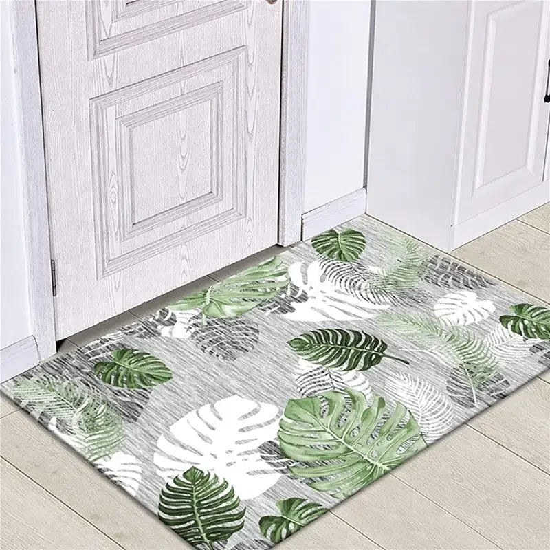 

Leaves & Feathers Door Mat, Non-Slip Indoor Thick Padded Entrance Mat, Home Decor & Floor Accessories