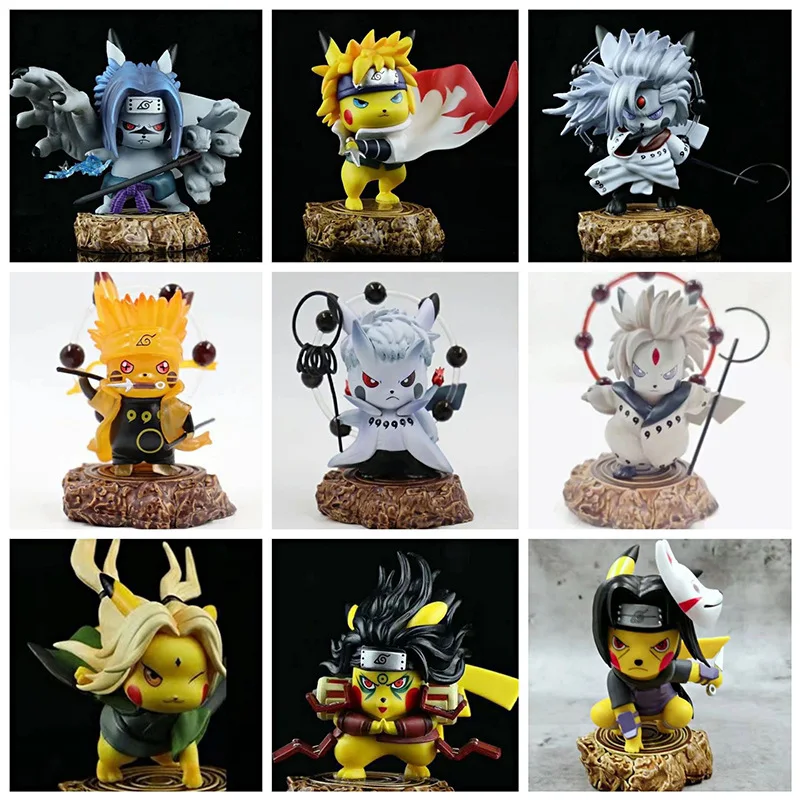 

Pokemon Cosplay Naruto 9-12cm 11 Style Kawaii Figure Uchiha Sasuke Itachi Madara Pikachu Figurine PVC Mini Doll Toys