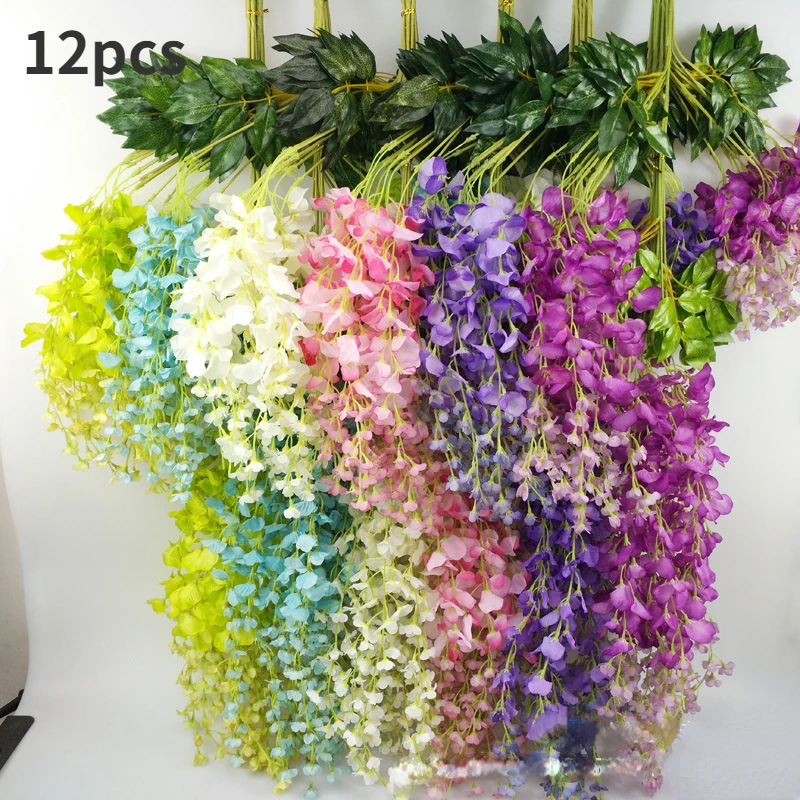 

Party Joy 2 4Pieces Wisteria Artificial Filigree Rattan Garland Hanging for Wedding Party Outdoor Garden Greening Office Decor