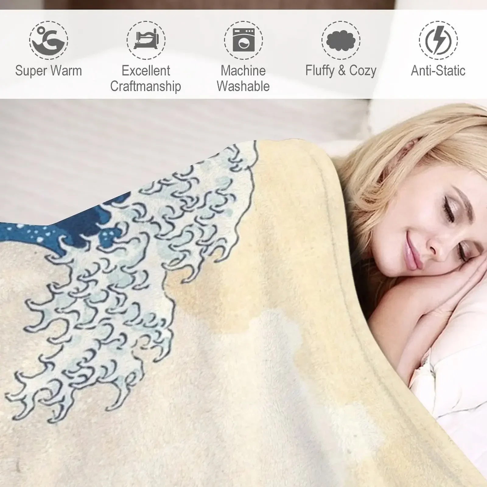 The Great Waveoff Kanagawa от японского художника Hokusai плед для кемпинга