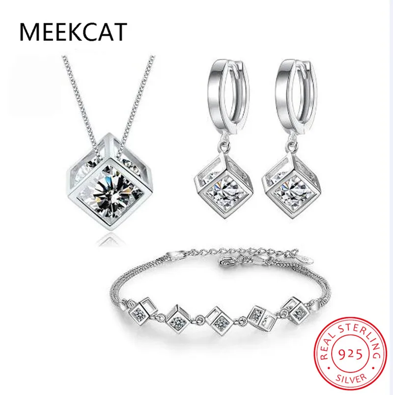 MEEKCAT 5 стильные комплекты ювелирных изделий из стерлингового серебра 925 пробы