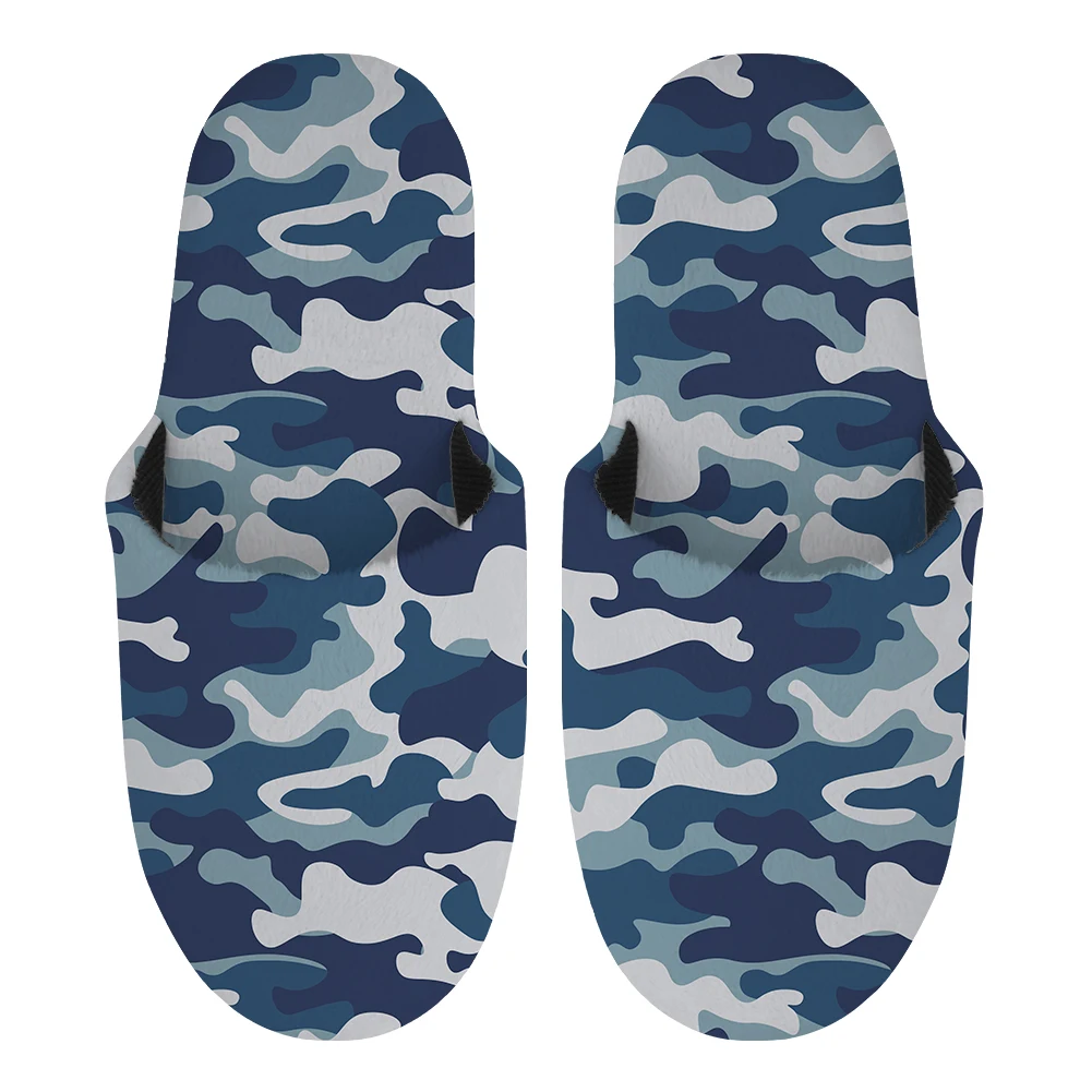 

Noisydesigns Mens Shoes Soft Plush Cotton Slippes On Winter Warm Mom-slip Camouflage Stripe Casual House Flat 2021