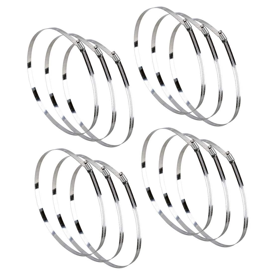 

12 шт./набор, серебристые регулируемые зажимы для шланга, 10 дюймов, 232-254 мм