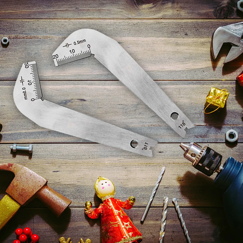 

Bit Pattern Drill Template Gauge Welding Inspect Tool Professional Stainless Steel Corner Front Edge Measuring Tool