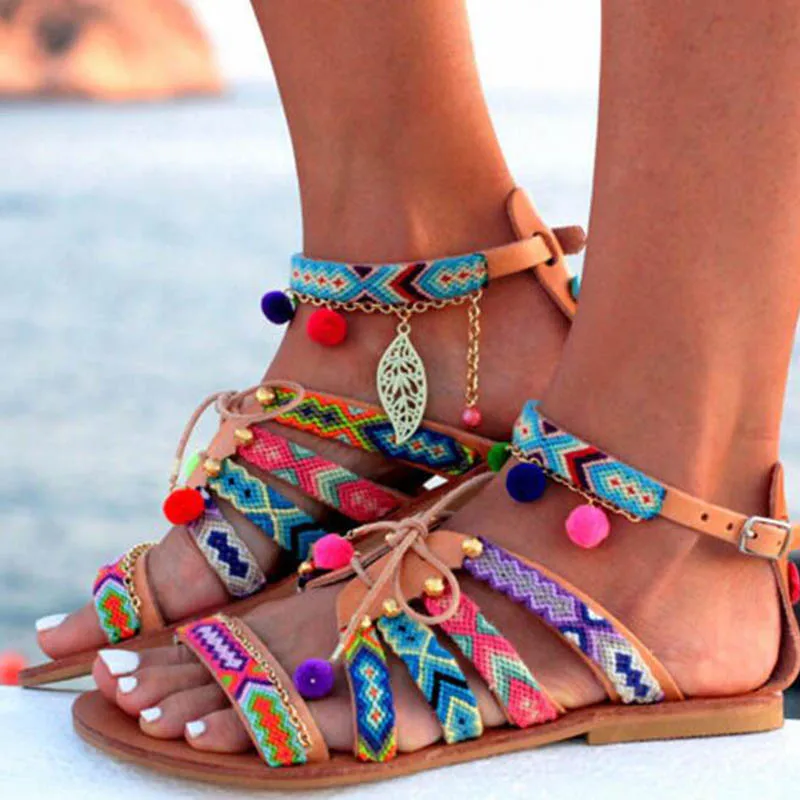 

Women's Sandals Summer Shoes Bohemian Gladiator Leather Sandals Flats Summer Shoes Woman Beach Sandals For Women 2022