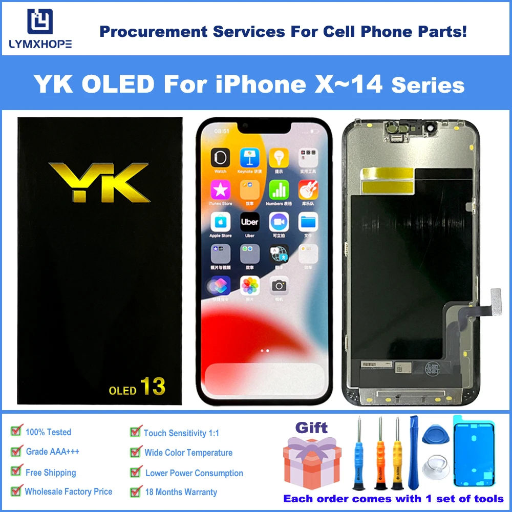 OLED-экран для iPhone X XS 11 12 Pro Max ЖК-дисплей 13 14 15 Дисплей 3D-сенсорный экран Дигитайзер