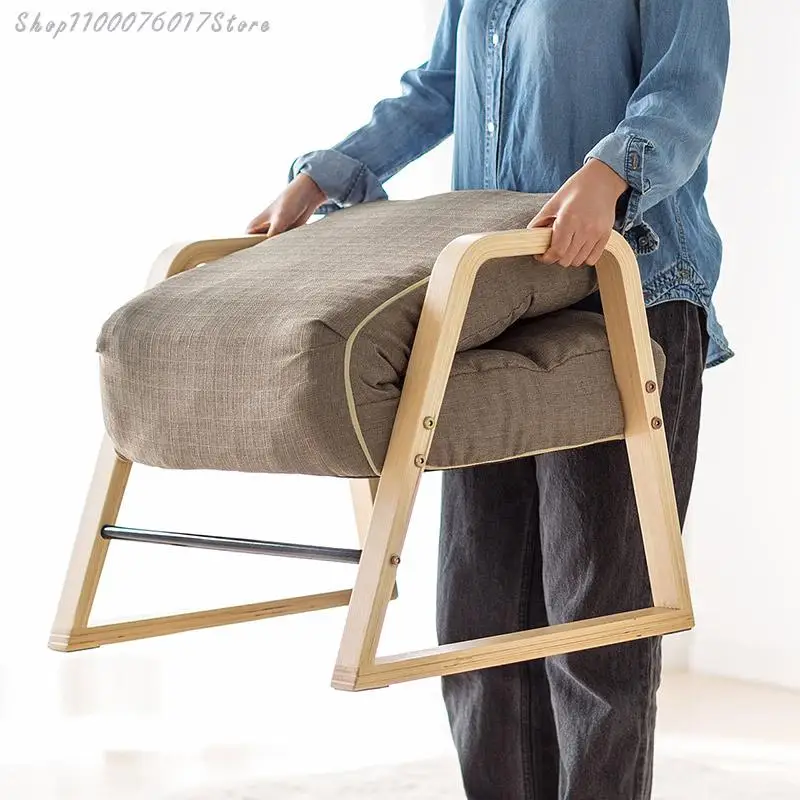 Folding high back wooden foot sofa chair Japanese lazy fabric functional leisure |