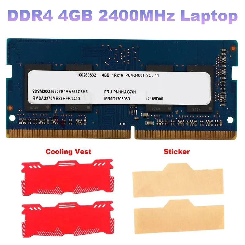 

Память для ноутбука DDR4 4 Гб 2400 МГц ОЗУ + охлаждающий жилет 260 контактов Sodimm 1,2 в высокая производительность