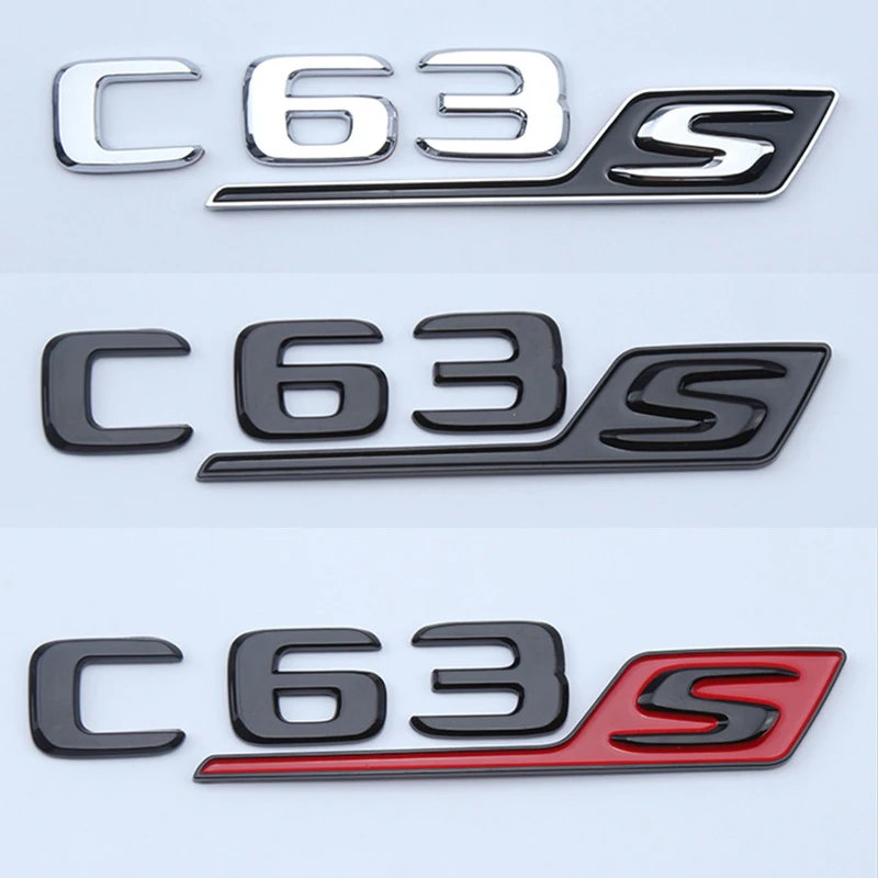 

3D ABS Chrome Black Red Car Fender Badge Rear Trunk Sticker Emblem C63S Logo For Mercedes C 63 S AMG W205 W204 W203 Accessories