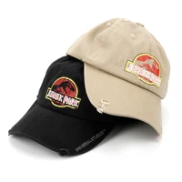 light brown hat for women men gift jurassics parks baseball cap resizable cotton black birthday present movie lover dinosaur