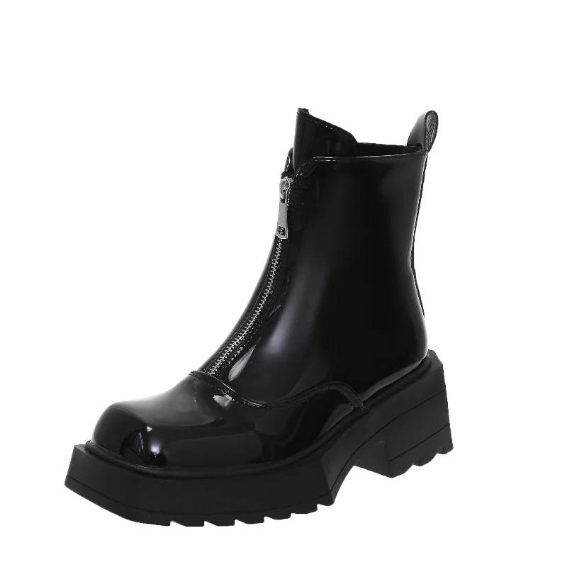 Женские ботильоны на платформе и высоком каблуке дизайнерские мотоциклетные