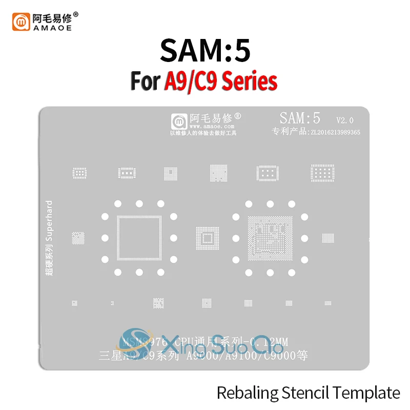 

Amaoe SAM5 BGA Reballing Stencil For Samsung C9 C9000 A9 A9000 A9100 MSM8976 CPU RAM AUDIO WIFI POWER Solder Reballing Tin Pin